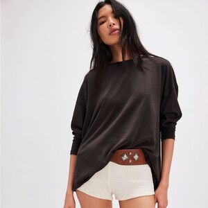 Free People We The Free Nina Long-Sleeve Tee, color washed black